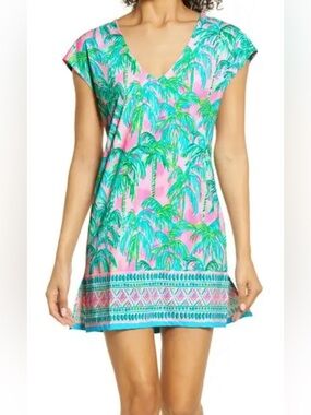 EUC Size XXS Lilly Pulitzer Talli cover up Pink Blossom Suite Views